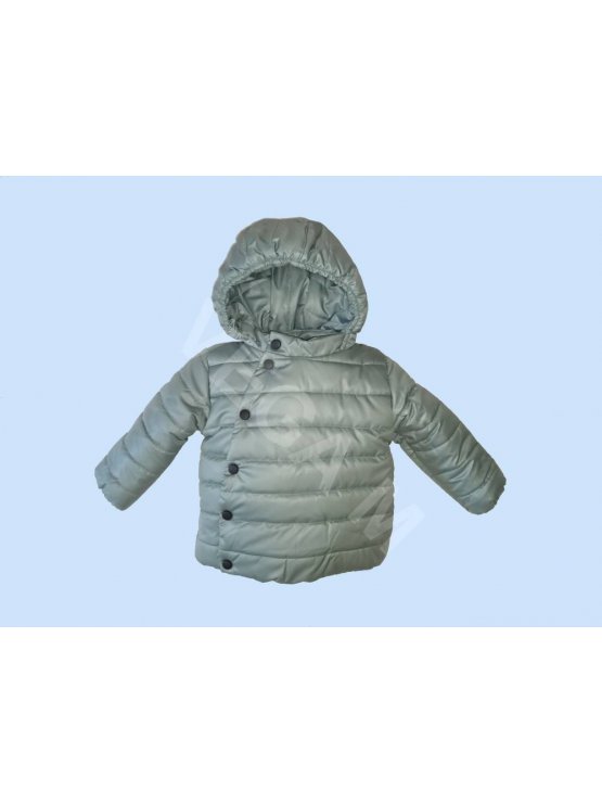 Бебешко зимно яке за момче, с асиметрично закопчаване, в цвят "олив"