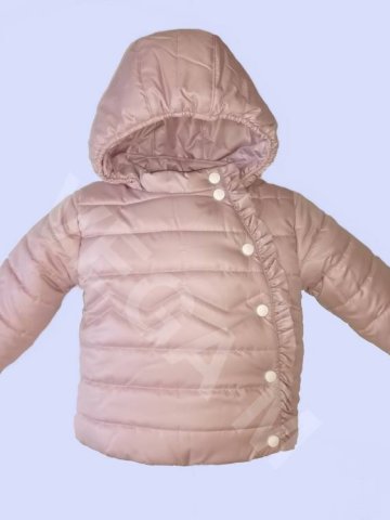 Бебешко зимно яке за момиче,с асиметрично закопчаване в цвят "пудра" Бебешко зимно яке за момиче,с асиметрично закопчаване в цвят "пудра"