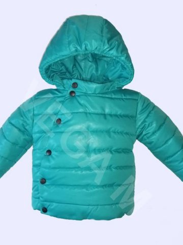 Бебешко зимно яке за момче, с асиметрично закопчаване, в цвят "мента"