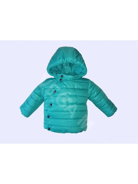 Бебешко зимно яке за момче, с асиметрично закопчаване, в цвят "мента"