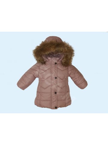 Бебешко зимно яке за момиче в цвят "пудра"