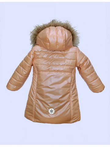 Детско зимно яке за момиче в цвят"праскова" с перлен ефект