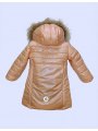 Детско зимно яке за момиче в цвят"праскова" с перлен ефект