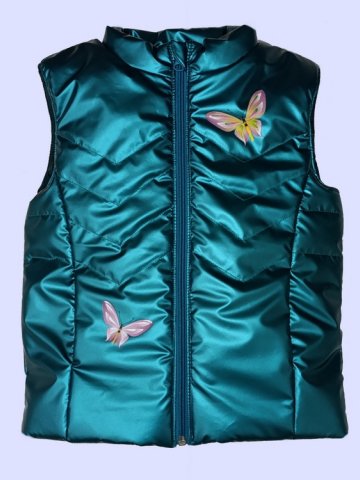 Детско елече за момиче мод.Д2025 в зелен мат Детско елече за момиче мод.Д2025 в зелен мат