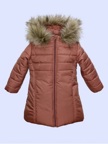 Детско зимно яке за момиче в цвят"пудра"